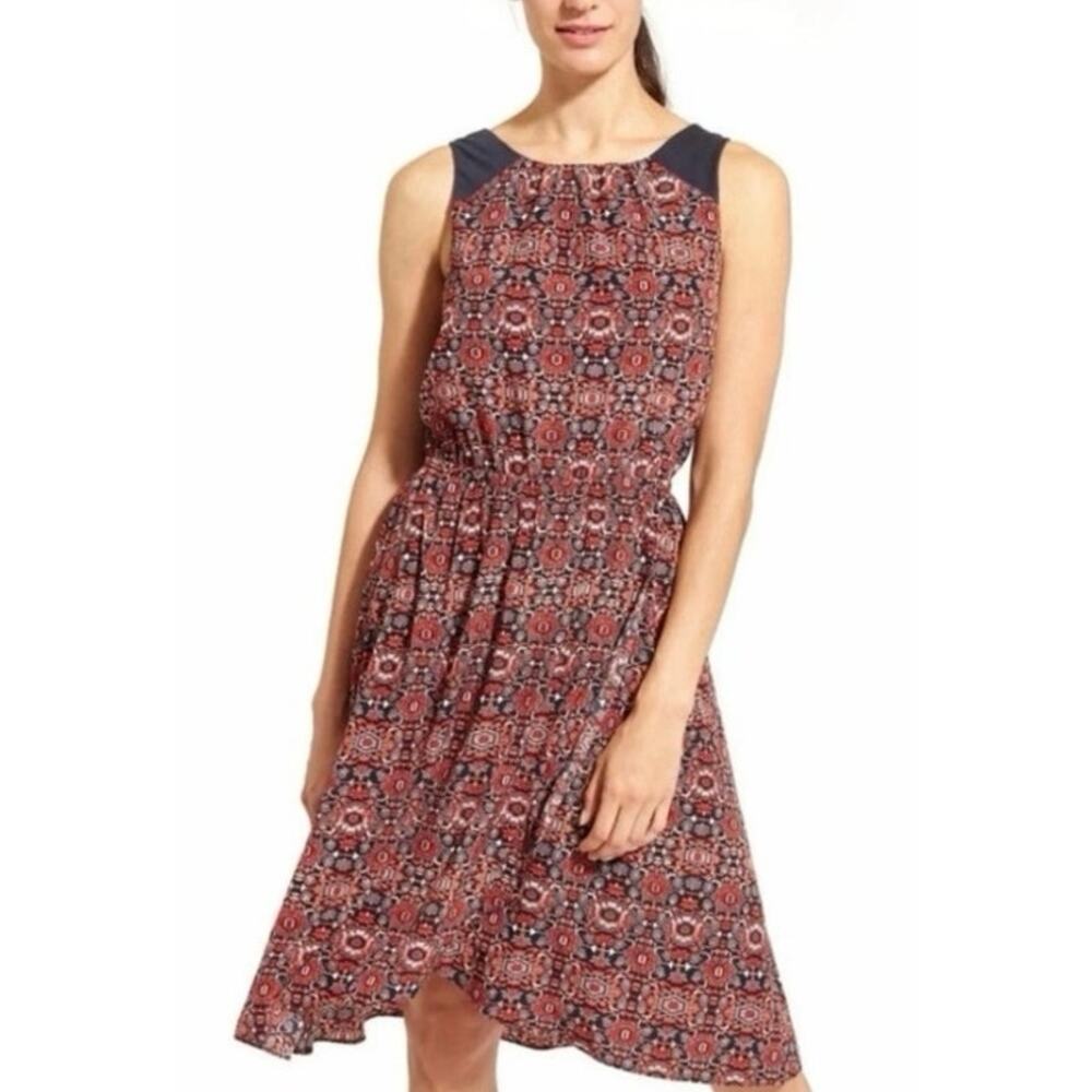 Athleta Printed Martinique Dress Red Geometric Size XS